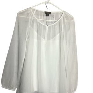 J. Crew Womens Point Sur Sheer White Blouse Size S